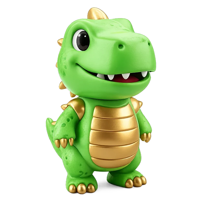 Rex, the green T-rex builder of the Saurly crew